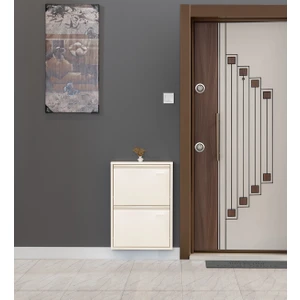 Krem 2'li Metal Ayakkabılık