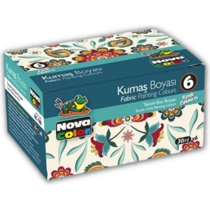 Nova Color Kumaş Boyası 6 Ana Renk 30 ml Tişört Çanta Tekstil Boyası 30 ml 1 Paket