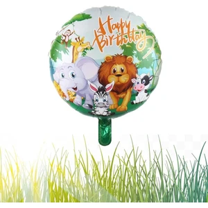 Safari Yuvarlak Happy Birthday Folyo Balon 45 cm - 18 Inç