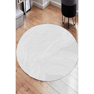 Cappio Halı Silik Çizgi Desenli Gri Yuvarlak Halı (Makinada Yıkanabilir Kaymaz Dot Taban) - CP1348-1