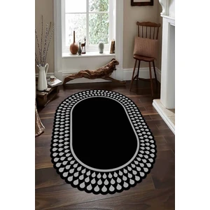 Cappio Halı Gri-Siyah Damla Desenli Oval Halı (Makinada Yıkanabilir Kaymaz Dot Taban) - CP1354-2