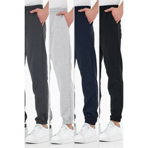 Çok Renkli 4'lü Erkek Eşofman Altı Etiketli Arka ve Yan Cepli Regular Fit Lastik Paça