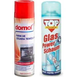 Top Cleaner Glas Power Schaum Cam Temizleme Köpüğü + Domol Fırın ve Izgara Temizleyici Süper Ikili
