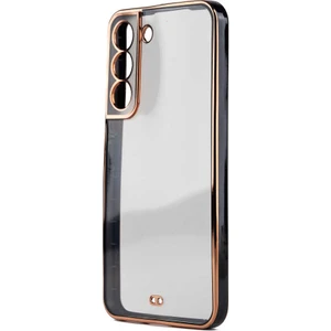 Samsung Galaxy S22 Kılıf Köşeli Gold Şeffaf Kapak
