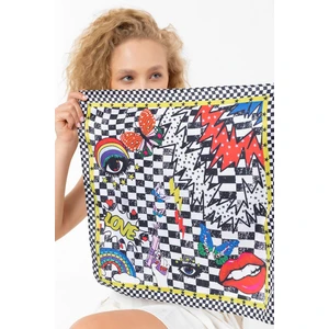 Saria Moda Dama Desen Renkli Fular Bandana
