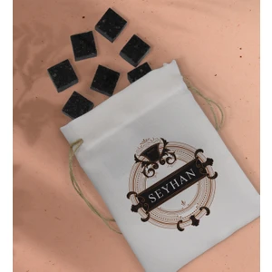 Bk Gift Kişiye Özel Isimli Özel Kesesinde 12’li Doğal Granit Viski Soğutma Taşı Seti - Model 2