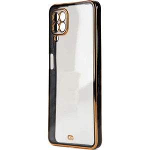 Samsung Galaxy A12 Kılıf Köşeli Gold Şeffaf Kapak