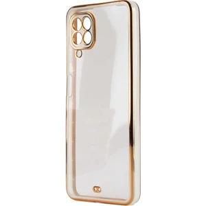 Samsung Galaxy A12 Kılıf Köşeli Gold Şeffaf Kapak