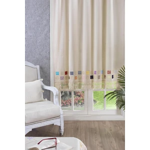 Ödel Home Buldan Keteni Yamalı ve Iplik Işlemeli Fon Perde