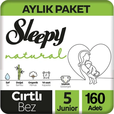 Sleepy Natural Cırtlı Bebek Bezi Ultra Avantaj Paket 5 Numara 11-18 Kg 160