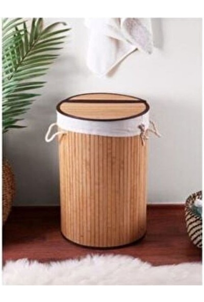 Bambu Çamaşır Sepeti Katlanabilir A.kahve