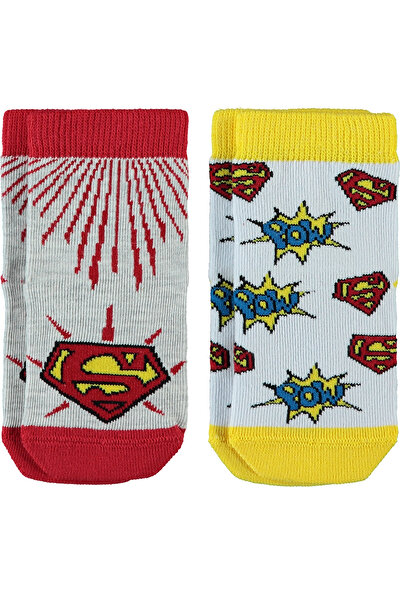 Superman Süperman Erkek Bebek 2'li Çorap Set 0-12 Ay Beyaz