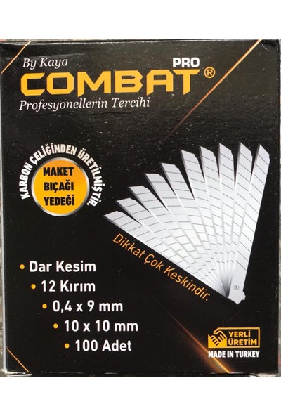 Combat Pro Maket Bıçağı Falçata Ağzı Yedeği Dar Kesim 0.4X9MM 100 Adet