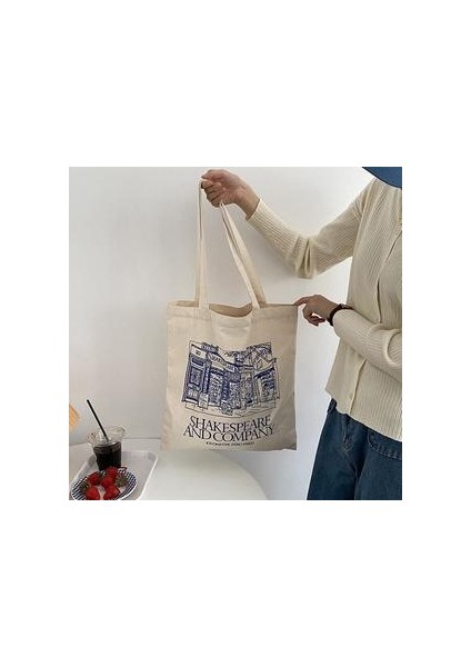 Kadın Tuval Alışveriş Çantası Shakespeare Mektuplar Baskı Kadın Omuz Çantaları Pamuklu Kumaş Kumaş Seyahat Shopper Çanta Tote | Alışveriş Torbaları modelleri