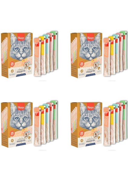 Karışık Lezzetli Sıvı Kedi Ödülü 25X14 gr x 4 Adet