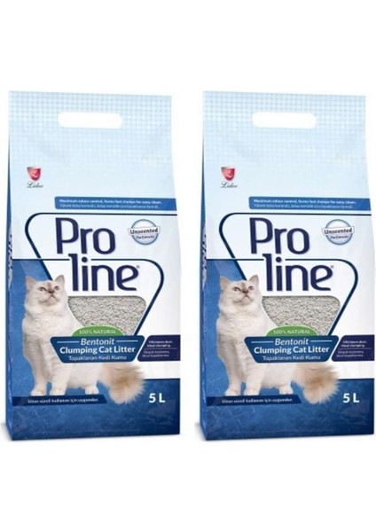 Proline Topak Ince Parfümsüz Bentonit Kedi Kumu 5lt 2 Adet