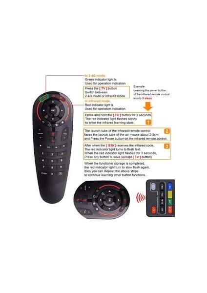 Ses Kontrol Uzaktan 2.4g Kablosuz 33 Tuşları Ir Öğrenme Gyro Algılama Android Tv Kutusu X96 Mini H96 (Yurt Dışından)