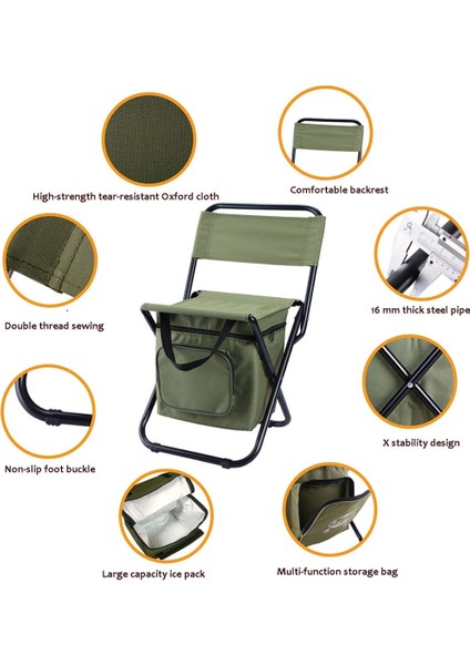 Depolama Çantası ve Backrest ve Isı Koruma Fonksiyonu ile Dış Mekan Katlanır Sandalye (Yurt Dışından)