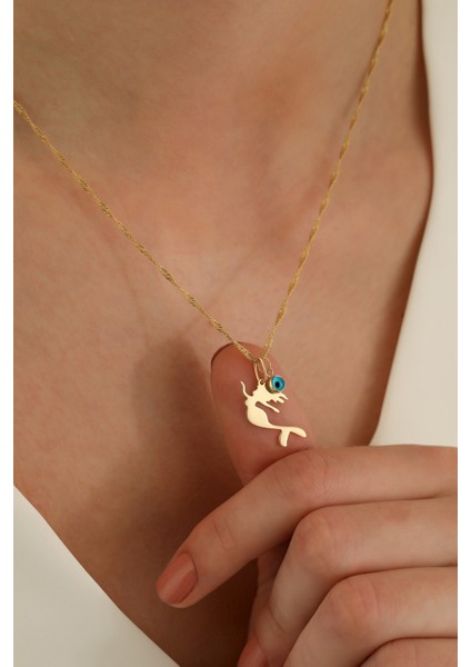 14 Ayar Altın Singapur Zincir Deniz Kızı-Göz Kolye modelleri