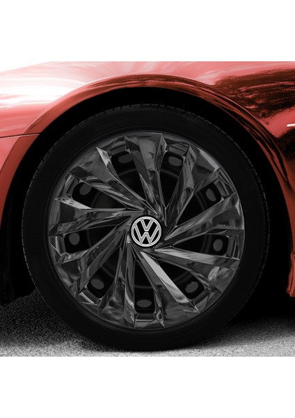 Volkswagen Bora 15 Inç Jant Kapağı Amblemli Piano Black 4'lü Takım 217