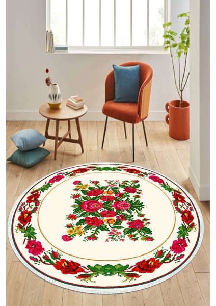 Dijital Baskılı Kaymaz Taban Yıkanabilir Yuvarlak Salon Halısı ve Mutfak Halısı NHY-HY-1353