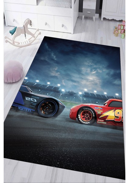 Dijital Baskılı Kaymaz Tabanlı Yıkanabilir Arabalı Çocuk Odası Halısı NHÇ-SD-189