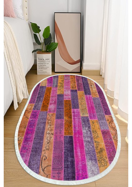 Dijital Baskılı Kaymaz Taban Yıkanabilir Oval Salon Halısı Mutfak Halısı ve Yolluk NHO-HT-1247