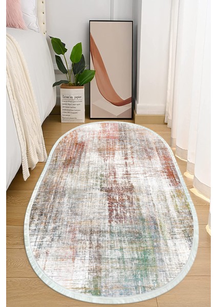 Dijital Baskılı Kaymaz Taban Yıkanabilir Oval Salon Halısı Mutfak Halısı ve Yolluk NHO-HY-1285