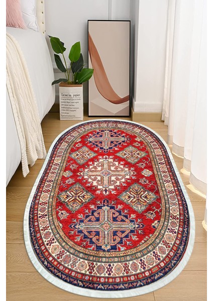 Dijital Baskılı Kaymaz Taban Yıkanabilir Oval Salon Halısı Mutfak Halısı ve Yolluk NHO-HY-1439