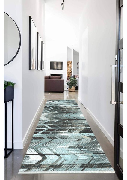Dijital Baskılı Kaymaz Taban Yıkanabilir Modern Desenli Koridor Halısı Yolluk NHU-HS-364