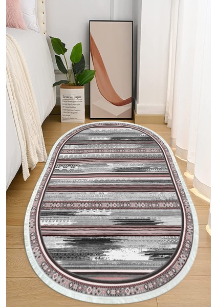 Dijital Baskılı Kaymaz Taban Yıkanabilir Oval Salon Halısı Mutfak Halısı ve Yolluk NHO-SD-240