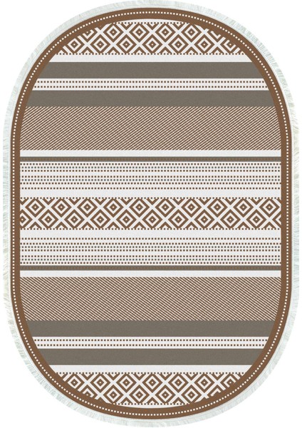 Dijital Baskılı Kaymaz Taban Yıkanabilir Oval Salon Halısı Mutfak Halısı ve Yolluk NHO-HT-1391