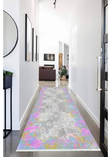 Dijital Baskılı Kaymaz Taban Yıkanabilir Modern Desenli Koridor Halısı Yolluk NHU-SD-232