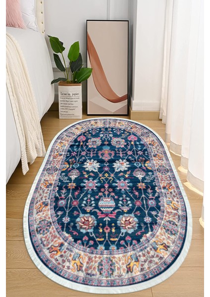 Dijital Baskılı Kaymaz Taban Yıkanabilir Oval Salon Halısı Mutfak Halısı ve Yolluk NHO-HT-995