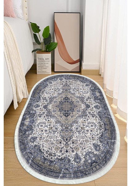 Dijital Baskılı Kaymaz Taban Yıkanabilir Oval Salon Halısı Mutfak Halısı ve Yolluk NHO-HT-337