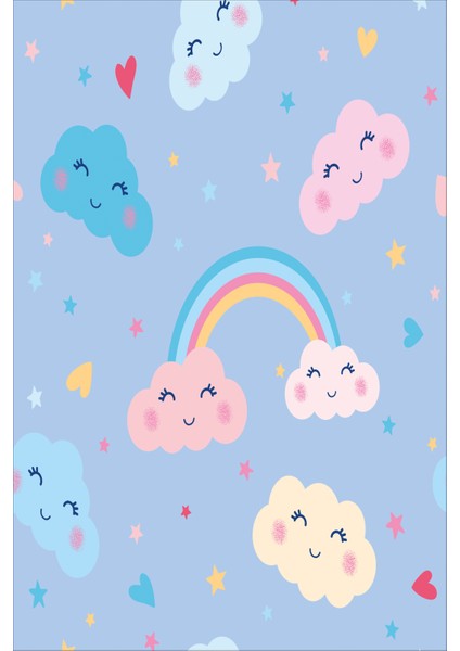 Dijital Baskılı Kaymaz Tabanlı Yıkanabilir Bulutlu Çocuk Odası Halısı NHÇ-HP-683 fiyatları