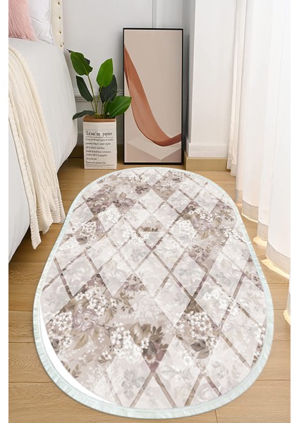 Dijital Baskılı Kaymaz Taban Yıkanabilir Oval Salon Halısı Mutfak Halısı ve Yolluk NHO-HT-202
