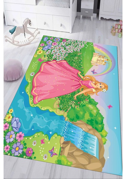 Dijital Baskılı Kaymaz Tabanlı Yıkanabilir Çocuk Odası Halısı NHÇ-HP-641