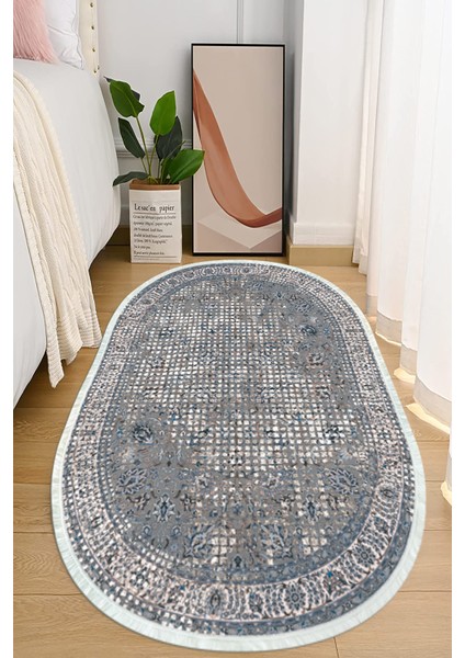 Dijital Baskılı Kaymaz Taban Yıkanabilir Oval Salon Halısı Mutfak Halısı ve Yolluk NHO-HT-250
