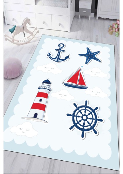 Dijital Baskılı Kaymaz Tabanlı Yıkanabilir Çocuk Odası Halısı NHÇ-HP-668