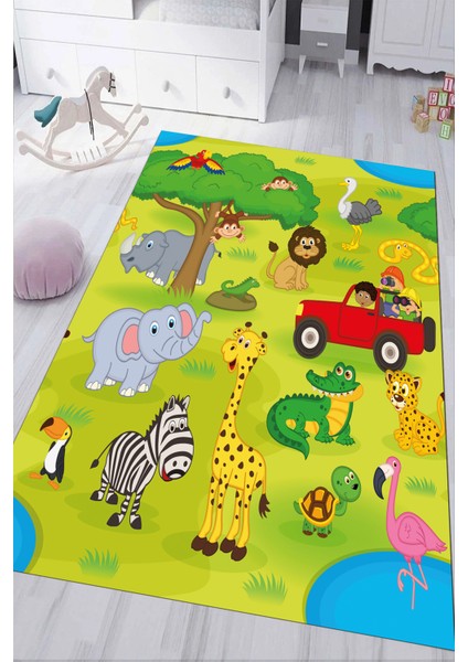 Dijital Baskılı Kaymaz Tabanlı Yıkanabilir Çocuk Odası Halısı NHÇ-HP-737