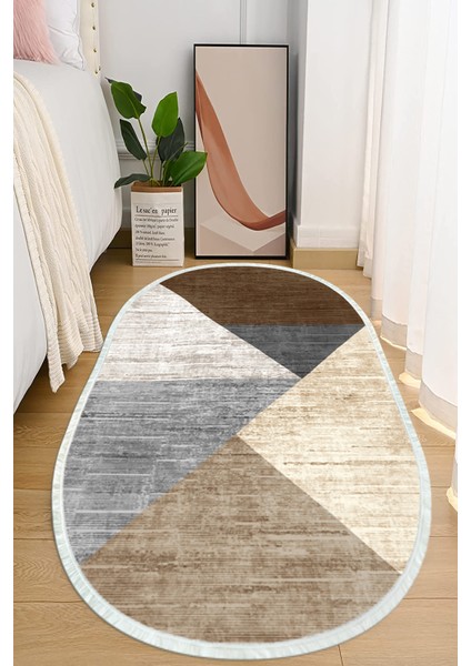 Dijital Baskılı Kaymaz Taban Yıkanabilir Oval Salon Halısı Mutfak Halısı ve Yolluk NHO-HT-925
