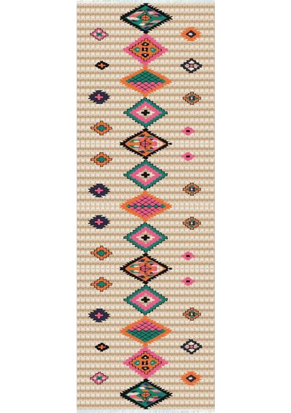 Dijital Baskılı Kaymaz Taban Yıkanabilir Etnik Desenli Koridor Halısı Yolluk NHU-HK-143 fiyatları