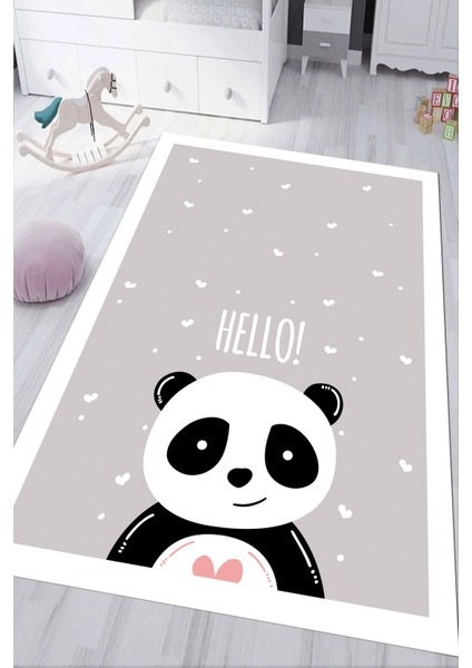 Dijital Baskılı Kaymaz Tabanlı Yıkanabilir Panda Desenli Çocuk Odası Halısı NHÇ-HY-1434
