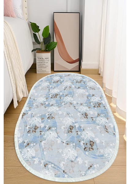 Dijital Baskılı Kaymaz Taban Yıkanabilir Oval Salon Halısı Mutfak Halısı ve Yolluk NHO-HT-253