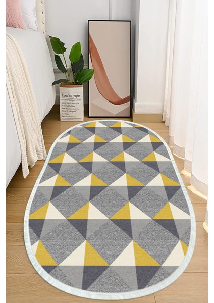 Dijital Baskılı Kaymaz Taban Yıkanabilir Oval Salon Halısı Mutfak Halısı ve Yolluk NHO-HT-975