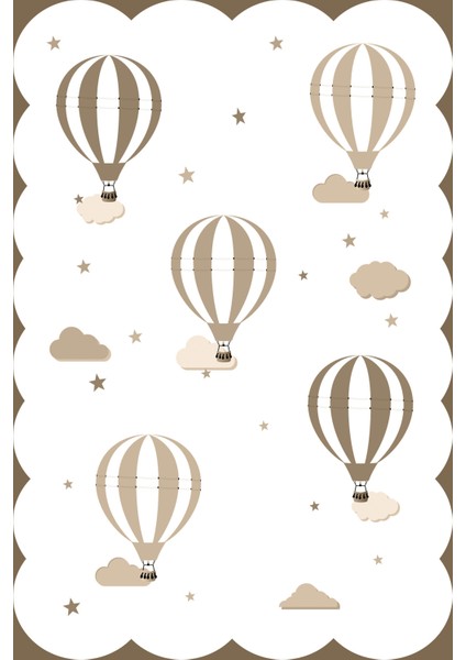 Dijital Baskılı Kaymaz Tabanlı Yıkanabilir Uçan Balonlu Çocuk Odası Halısı NHÇ-HT-1122 fiyatları