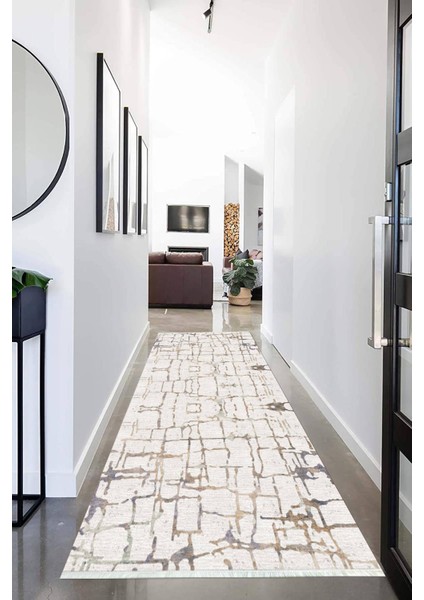 Dijital Baskılı Kaymaz Taban Yıkanabilir Modern Desenli Koridor Halısı Yolluk NHU-HT-393