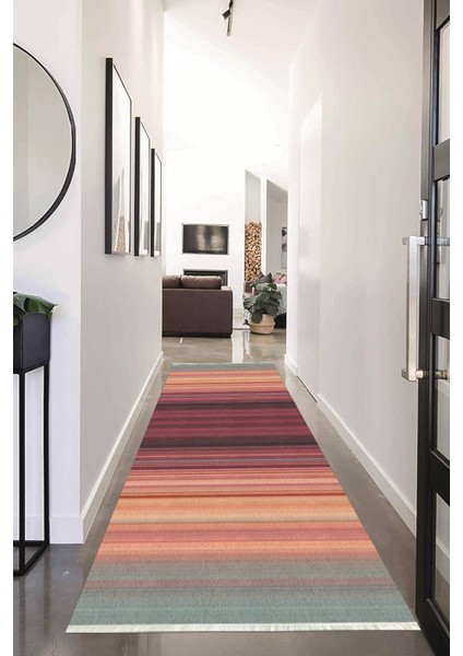 Dijital Baskılı Kaymaz Taban Yıkanabilir Modern Desenli Koridor Halısı Yolluk NHU-HS-393