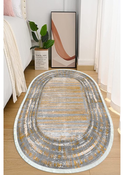 Dijital Baskılı Kaymaz Taban Yıkanabilir Oval Salon Halısı Mutfak Halısı ve Yolluk NHO-HY-1297